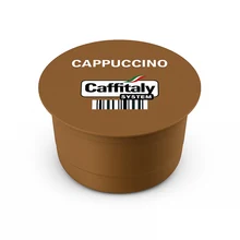 Caffitaly Cappuccino capsule close-up showing its stepped body