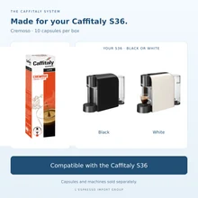 Caffitaly cremoso capsules compatible with the black and white Caffitaly S36 machines; sold separately
