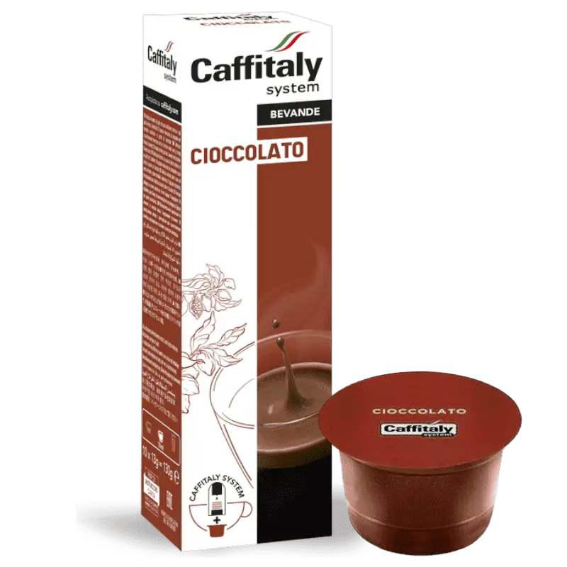 Caffitaly Cioccolato chocolate retail box with its matching capsule