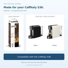 Caffitaly corposo capsules compatible with the black and white Caffitaly S36 machines; sold separately